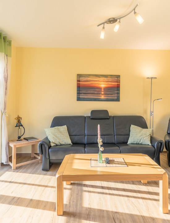 Ledersitzgruppe im Wohnzimmer